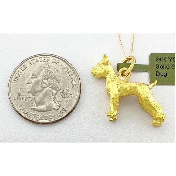 24k Yellow Solid Gold Dog Pendant - Picture 9 of 9